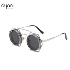 RoundSix sunglasses featuring six-sided round frame with durable metal design, offering a unique style by Dyani.