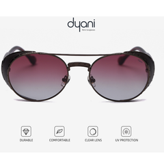 The NightRider sunglasses with red gradient lenses and side shields by Dyani offering UV protection and durability.