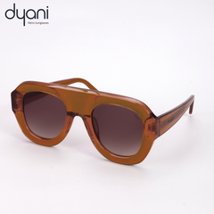 Velora bold rounded acetate sunglasses with gradient UV400 lenses, retro-modern design in amber color by Dyani.