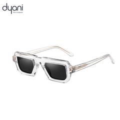 Alt Tag: The Phantom sunglasses by Dyani, featuring bold geometric square shape, sharp edges in premium acetate.