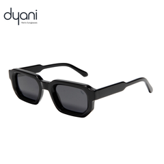 Black chunky square sunglasses with tinted lenses and unisex fit, offering retro modern style and UV400 protection.