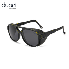 Alt Tag: Dyani Stardust Sunglasses - Retro inspired round frame with colorful flecks and angular detailing, perfect for vibrant style.