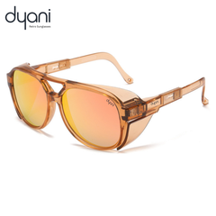 Dyani Stardust Sunglasses with retro round frame and vibrant color flecks for bold style.