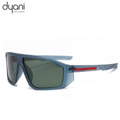 Velocity sunglasses with aerodynamic wraparound shield design, blue frame, and dark lenses, offering style and performance.
