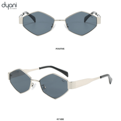 Alt Tag: The Kairox sunglasses with asymmetric geometric lenses, matte finish, and modern design, viewed from front and side angles.
