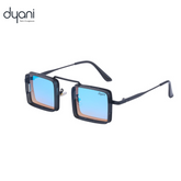 Dyani Square Punk Sunglasses with a durable aluminum magnesium frame, featuring blue gradient lenses and steampunk design.