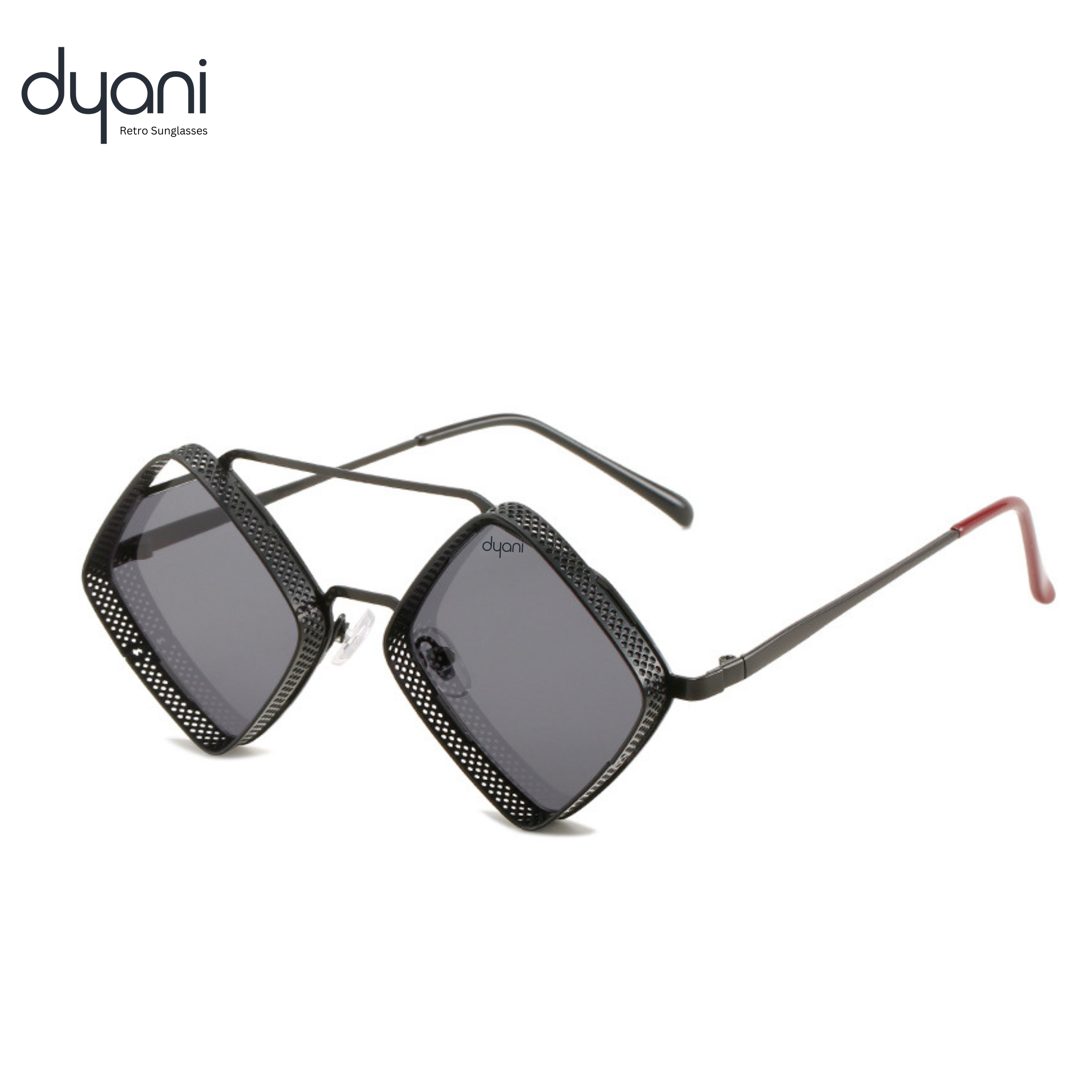Dyani The Diamond metal hollow frame sunglasses with UV protection and vintage aesthetic.