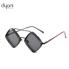 Dyani The Diamond metal hollow frame sunglasses with UV protection and vintage aesthetic.