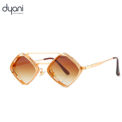 Dyani The Diamond Metal Hollow Frame sunglasses with vintage aesthetic and UV protection, featuring unique irregular square shape.