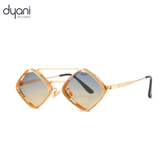 Dyani The Diamond vintage metal frame sunglasses with UV protection, featuring an irregular square shape and concave design.