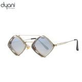 Vintage style Dyani The Diamond metal hollow frame sunglasses with unique irregular square shape for men and women