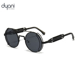 Dyani JLennon round sunglasses with sleek black metal frame and UV 400 protection, perfect for stylish and retro-cool fashion.