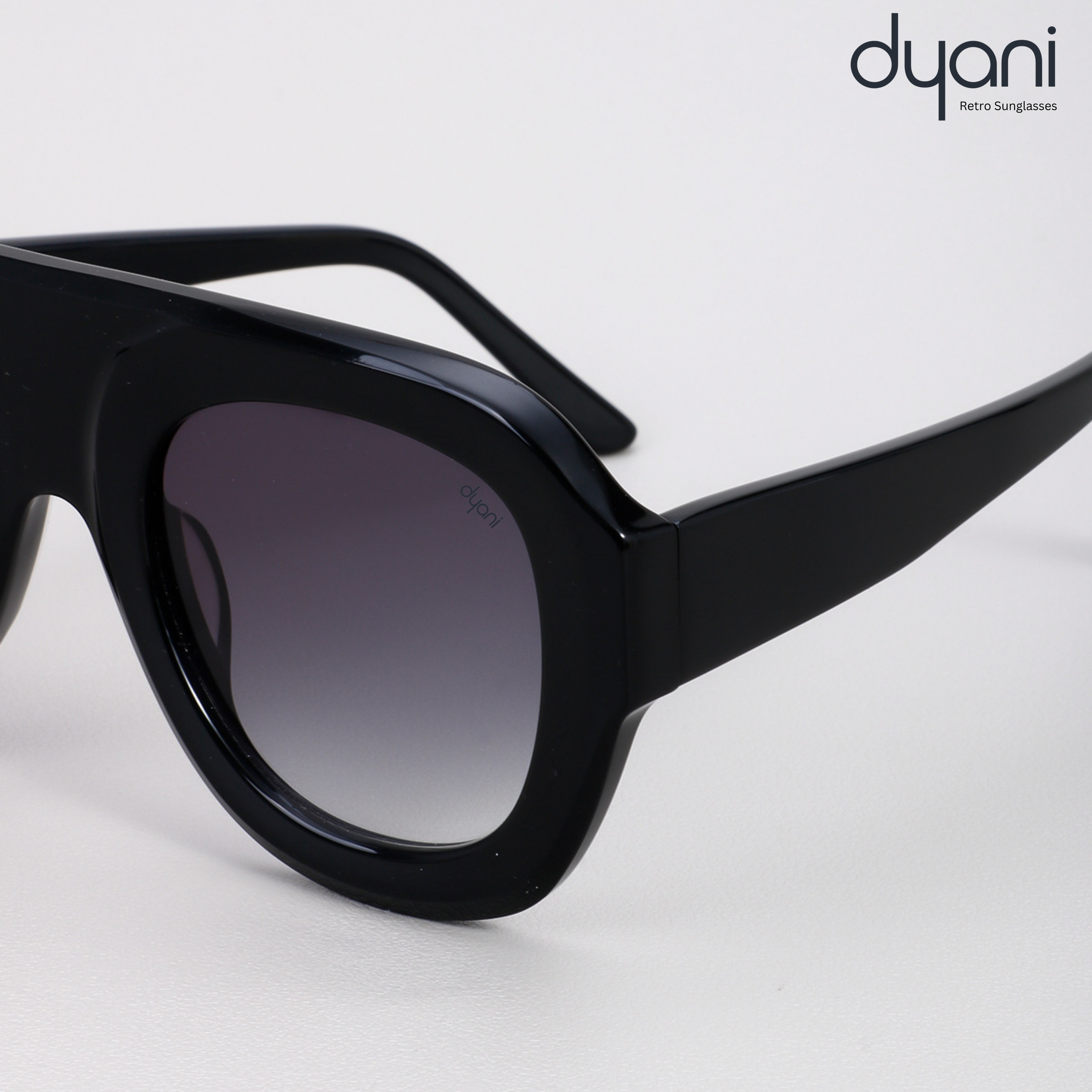 Velora by Dyani bold black acetate sunglasses with gradient UV400 lenses