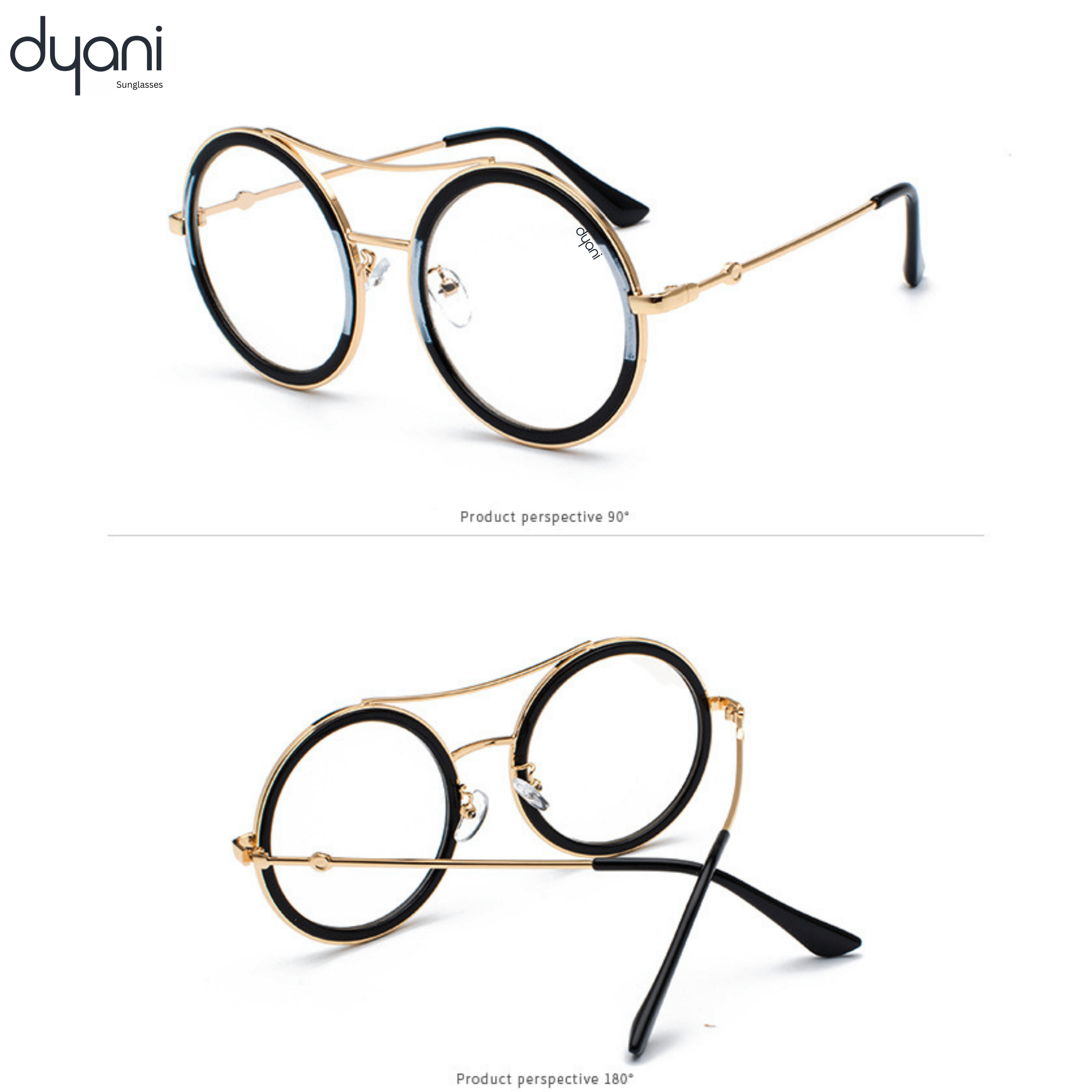 The Altair round-lens sunglasses with gradient purple metal detailing, bohemian and rockstar style, premium frame and top bar accent.