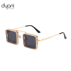 Dyani Square Punk Sunglasses with aluminum magnesium frame, vintage design, UV400 protection, anti-reflective lenses in gold finish