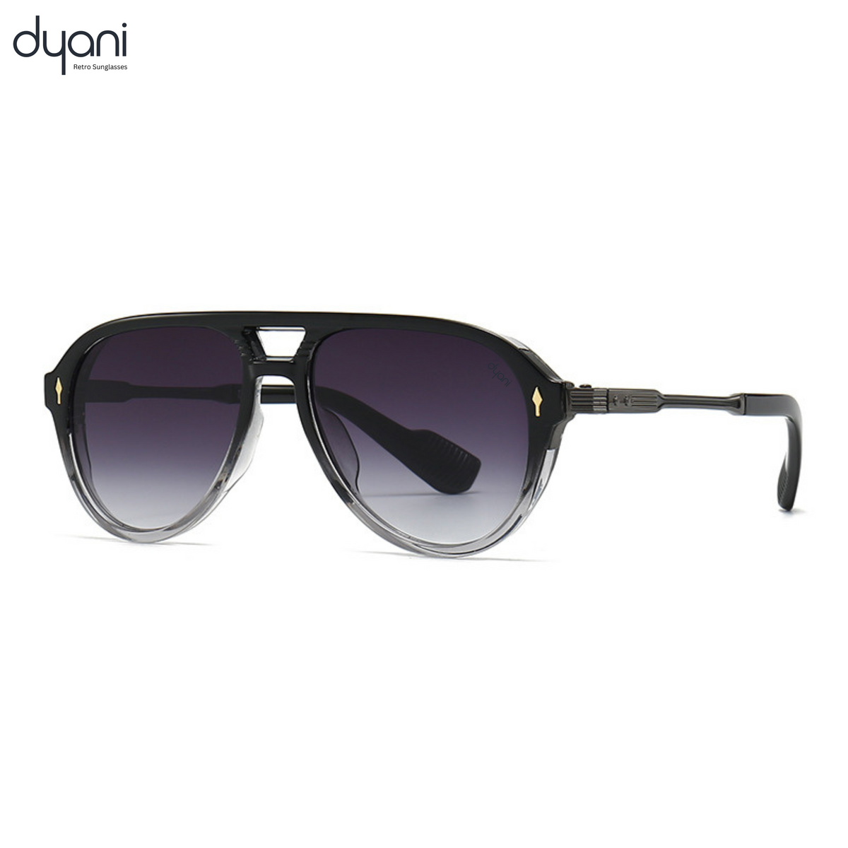 Sovereign aviator sunglasses by Dyani with lightweight frame and UV400 lenses, blending urban sophistication with outdoor elegance.