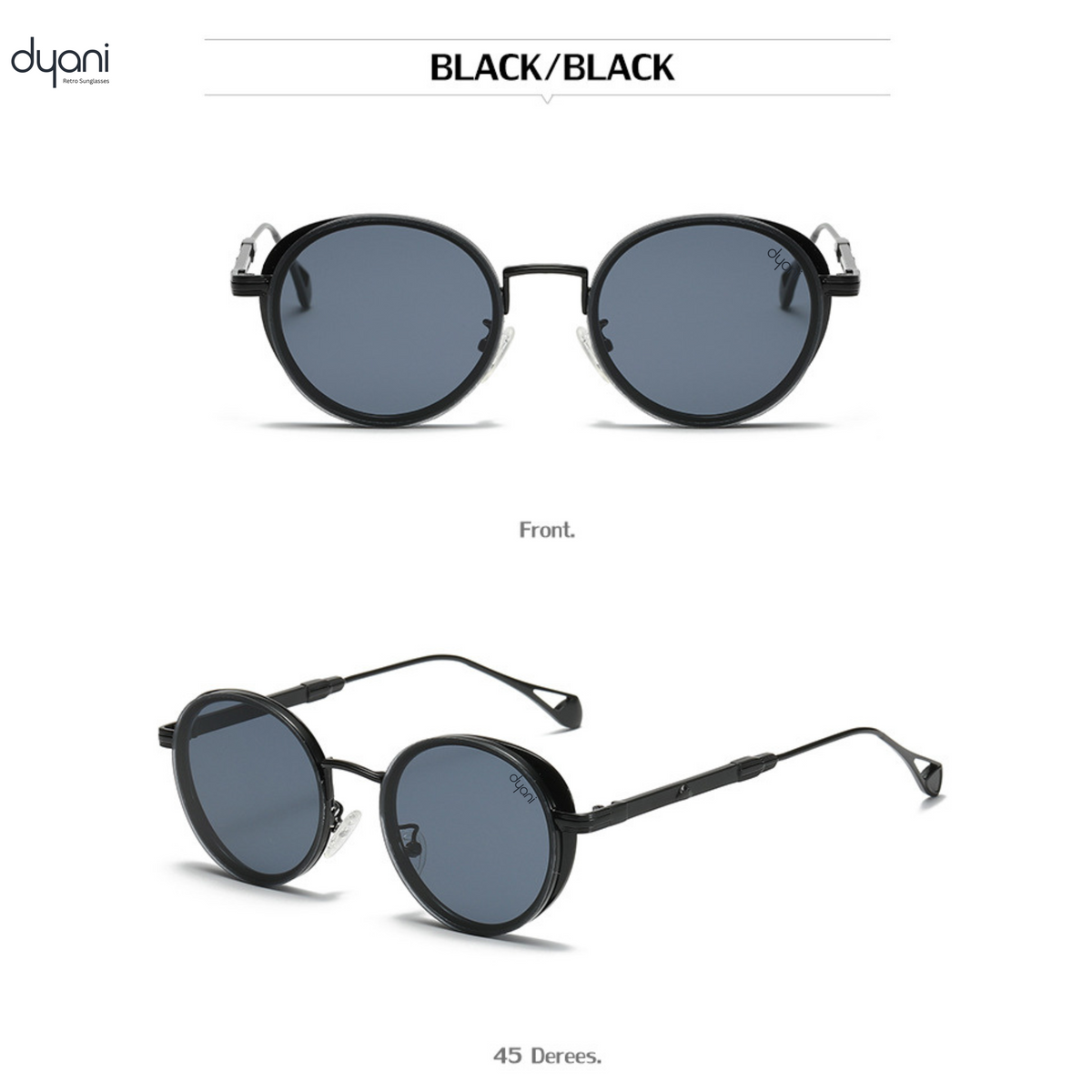 The Luna steampunk round sunglasses in black, featuring vintage charm and contemporary sophistication for bold style.