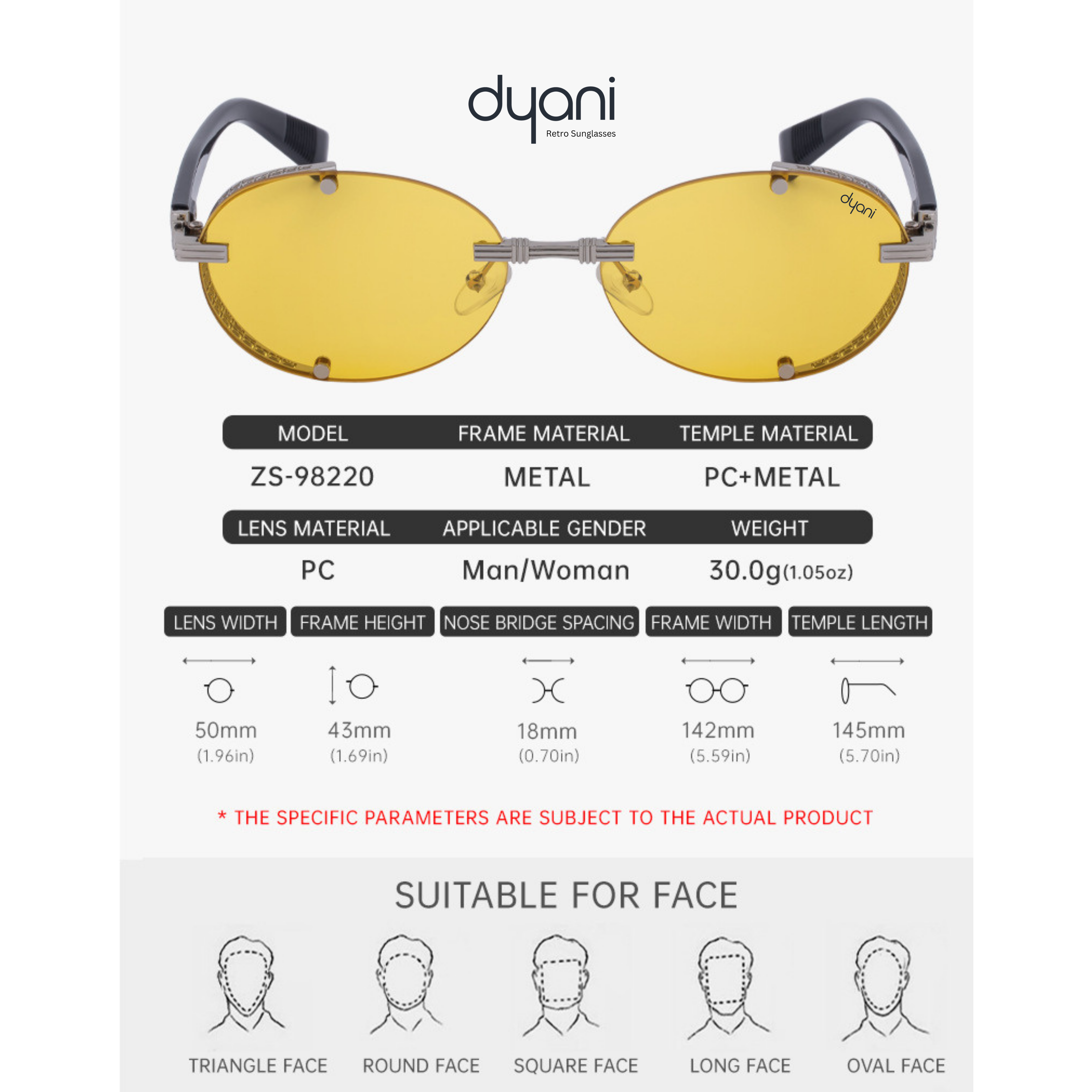 Lunari sunglasses with oval lenses, gold-toned hardware, and side shields, combining vintage glamour and rockstar edge.