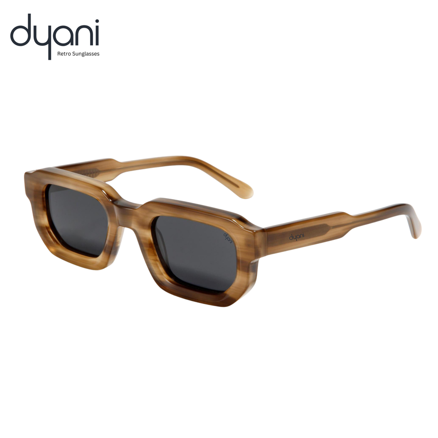 Premium acetate chunky square sunglasses with UV400 tinted lenses in tortoiseshell finish, unisex fit for all-day comfort.