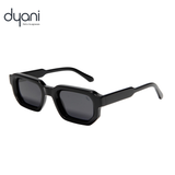 Black chunky square sunglasses with tinted lenses and unisex fit, offering retro modern style and UV400 protection.