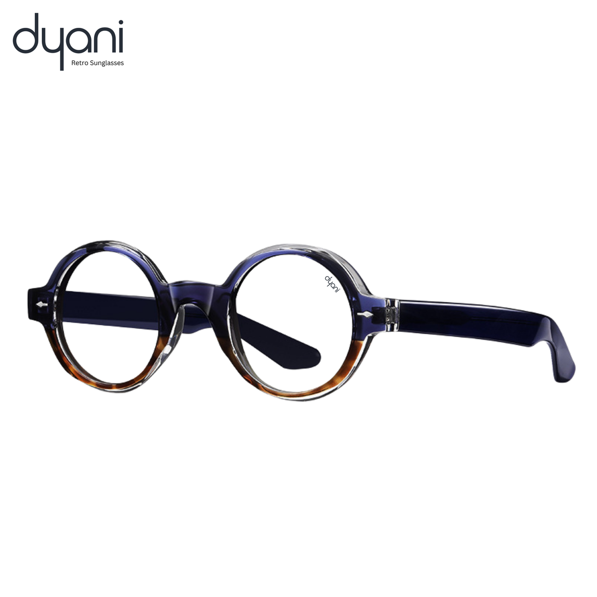 The Joplin round sunglasses with keyhole bridge, earthy tones, tortoiseshell temples, and bold retro style from Dyani.