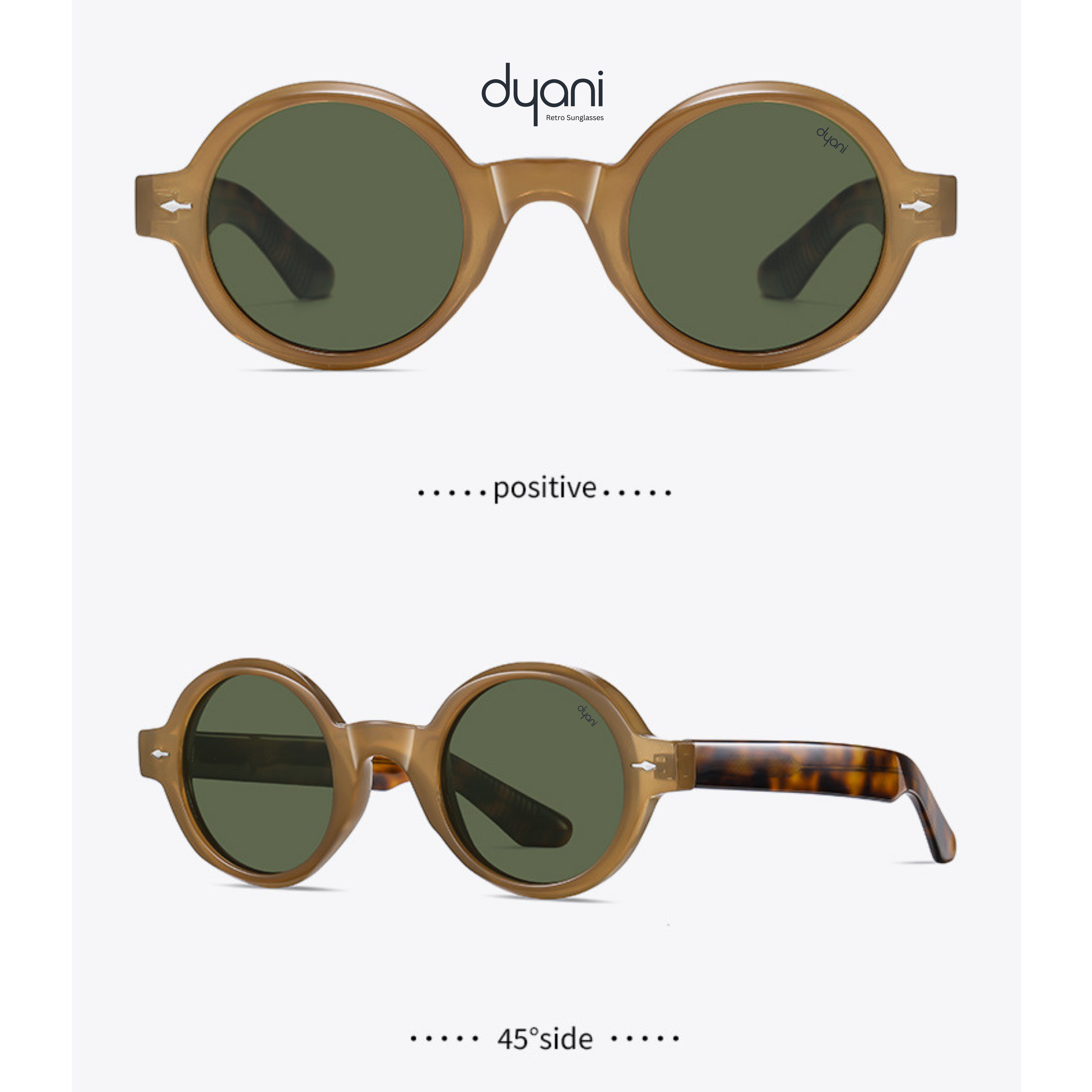 The Joplin sunglasses with round lenses, keyhole bridge, matte finish, tortoiseshell arms, and polarized TR90 frame. UV400 protection.