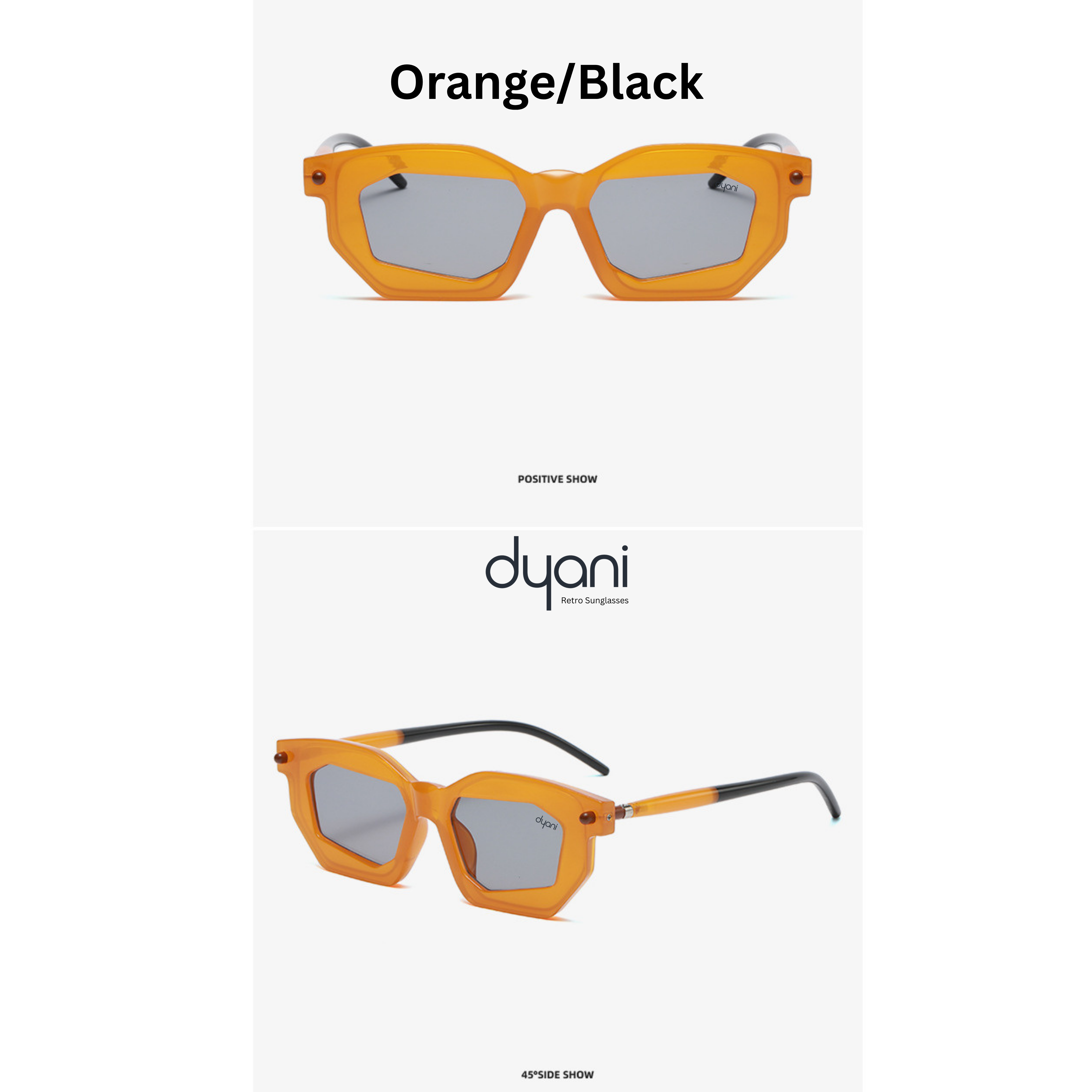 Retro geometric sunglasses with blue lenses and brown frame from The Solix collection by Dyani.