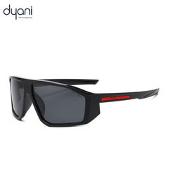 Black Velocity sunglasses with wraparound shield design, featuring sharp angles and red detailing for aerodynamic performance.