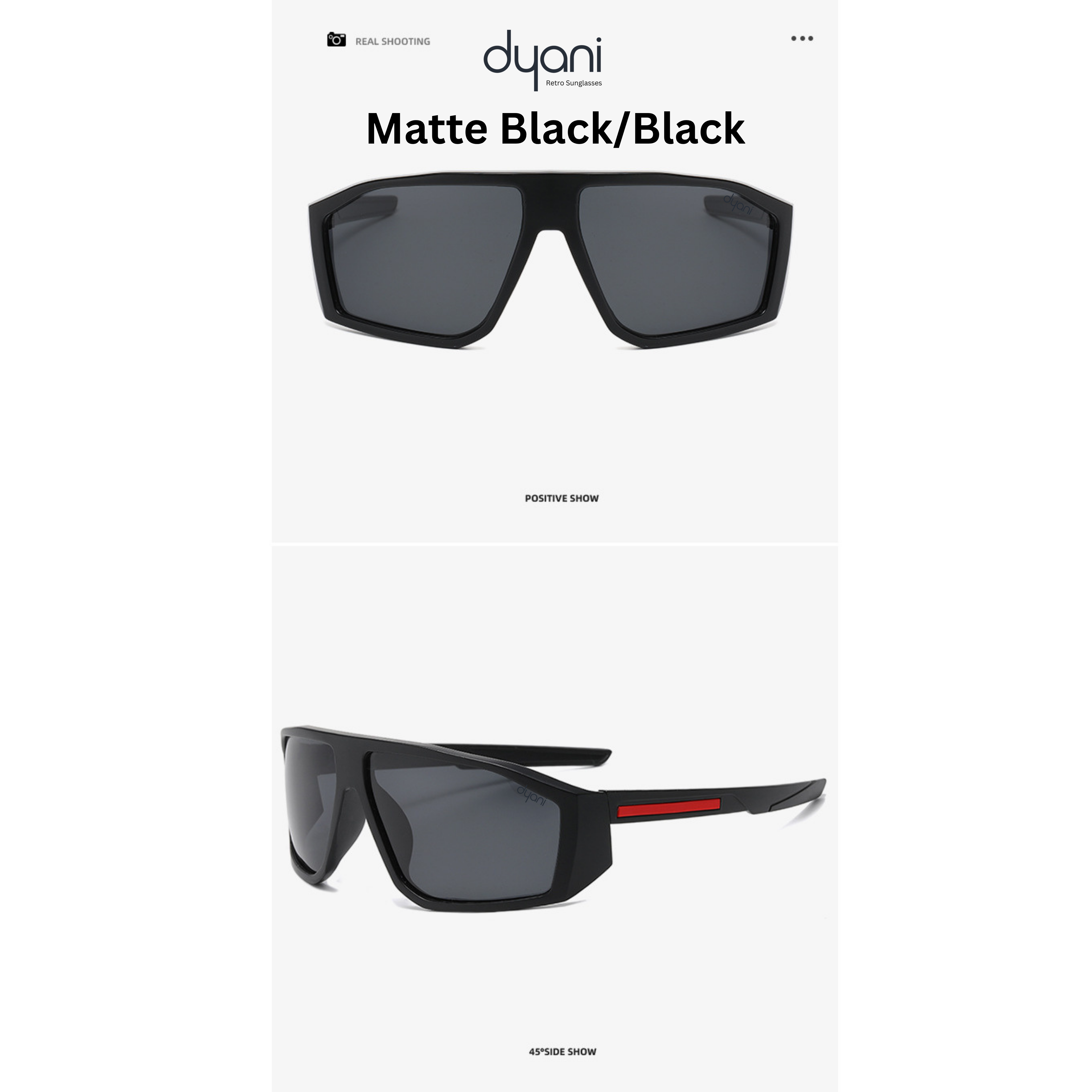 Dyani Velocity Sunglasses in Matte Black with impact resistant lenses, wraparound shield design, and aerodynamic style.
