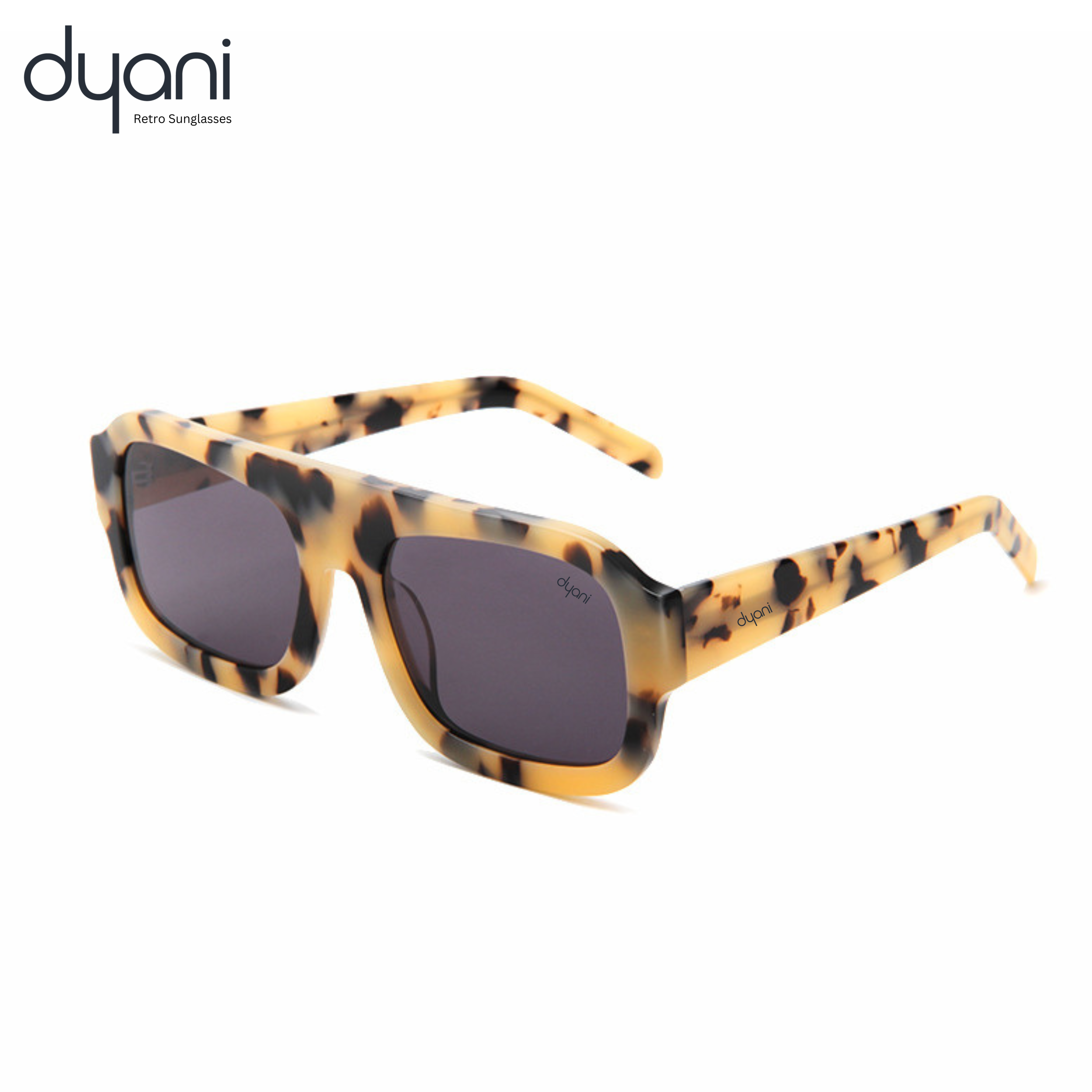 The Monarch sunglasses with chunky acetate frame and squared edges, offering UV400 protection and a blend of retro and modern style.