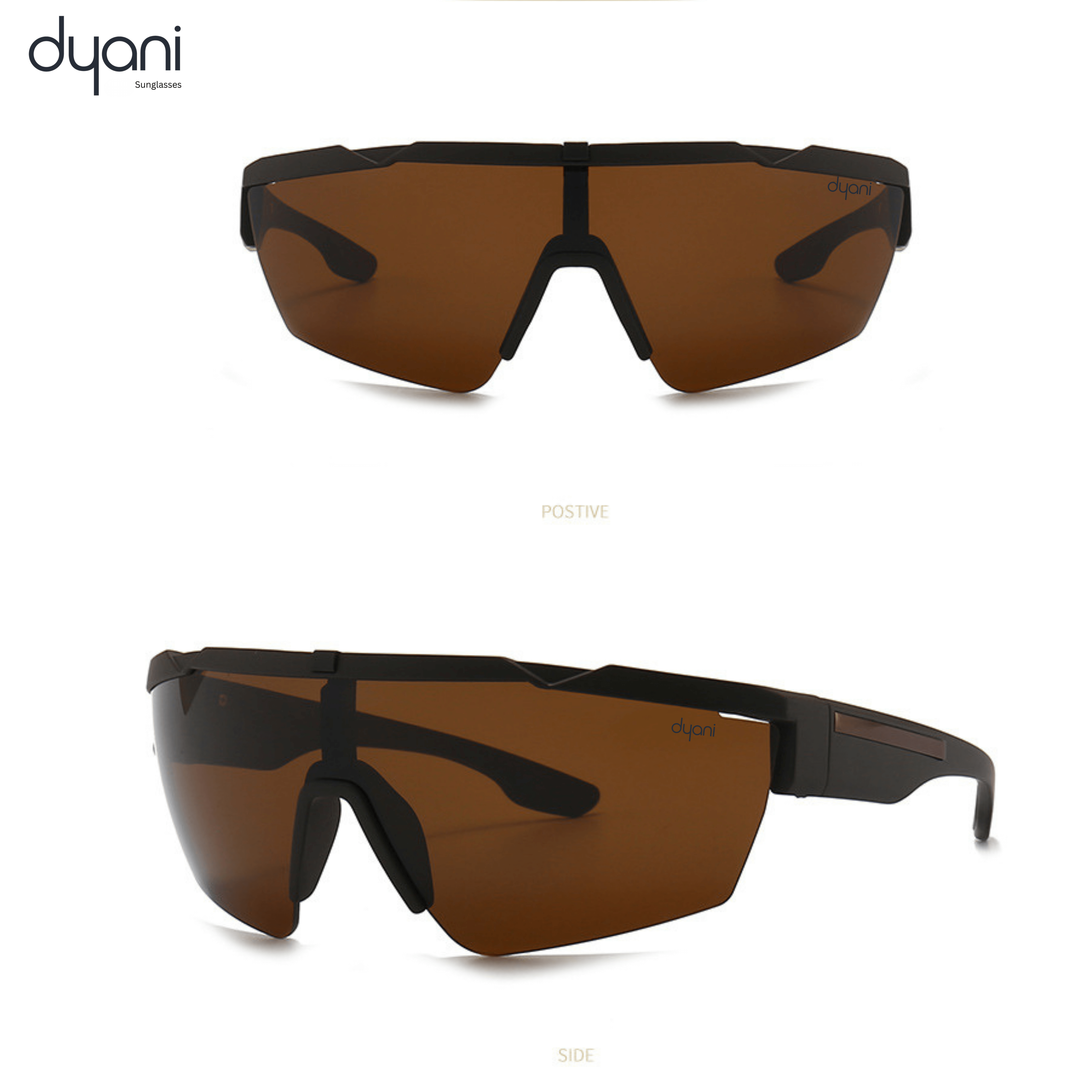 The VantaX sunglasses with wraparound shield frame in sleek black, lightweight sporty design, high contrast lens by Dyani.