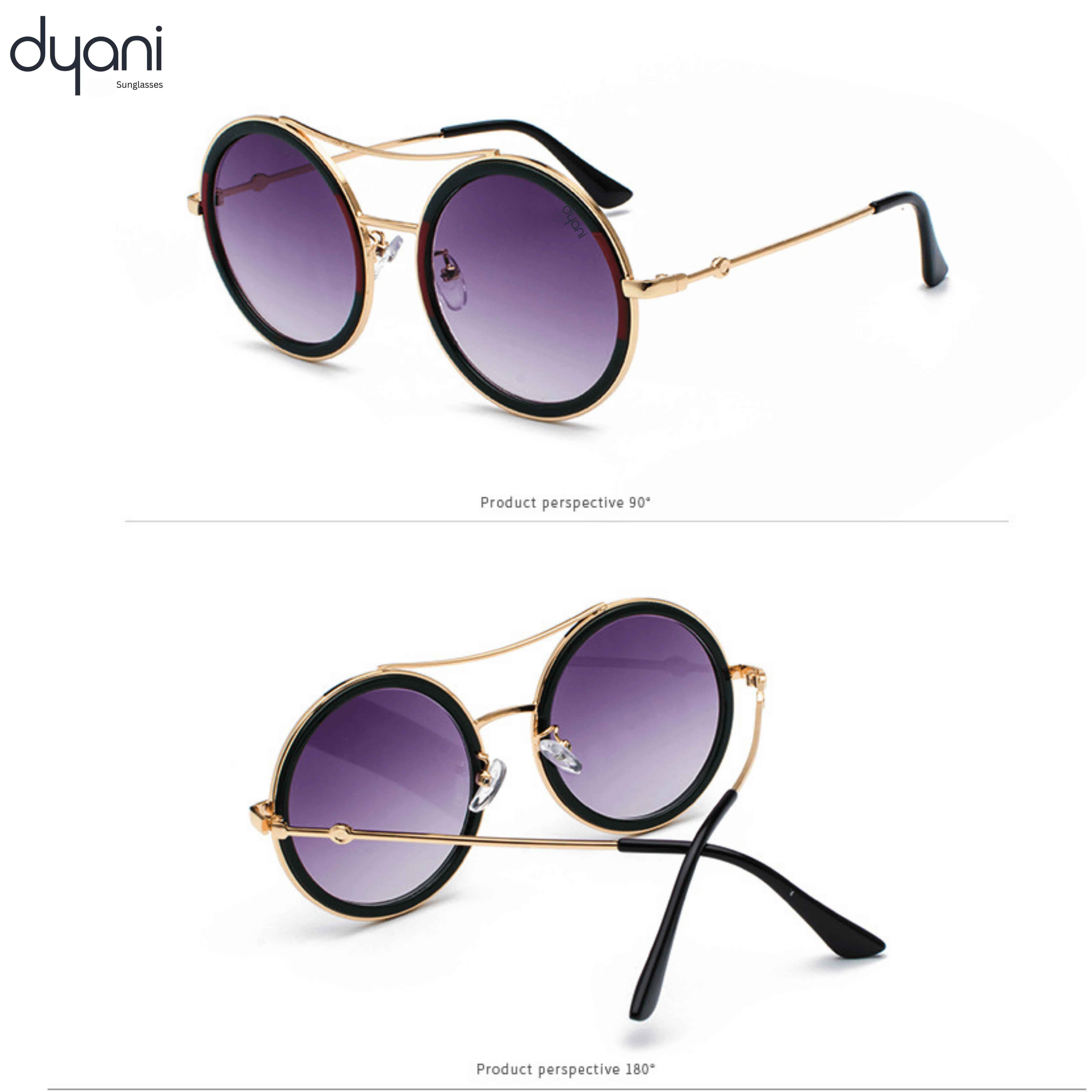 Round-lens sunglasses 'The Altair' with elevated metal detailing, perfect for a bohemian rockstar look. Available in multiple colors.