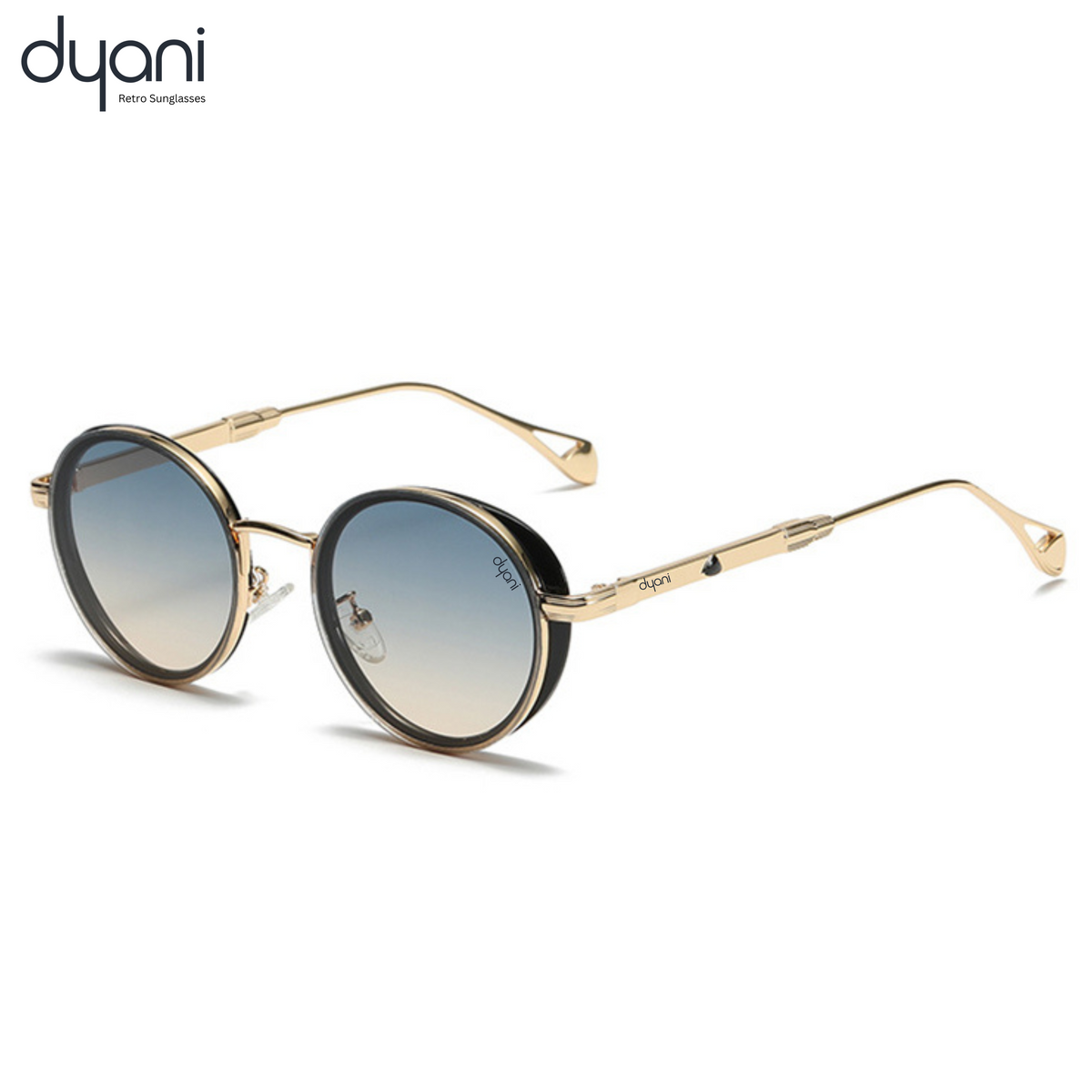 Luna. Dyani vintage charm with these steampunk inspired round sunglasses
