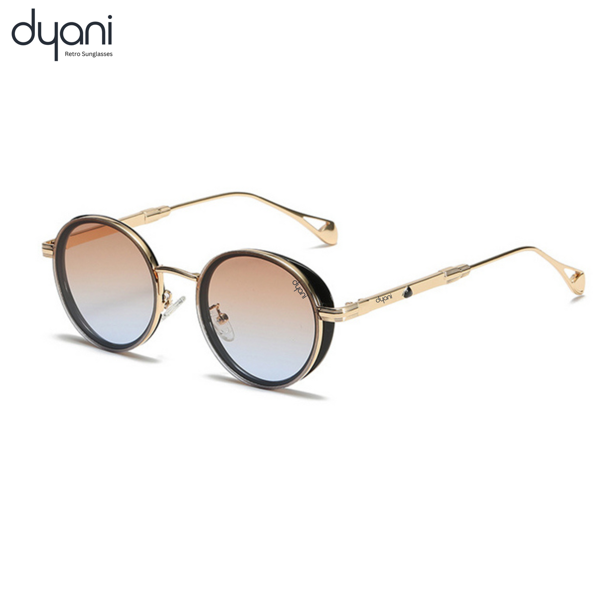Luna. Dyani vintage charm with these steampunk inspired round sunglasses