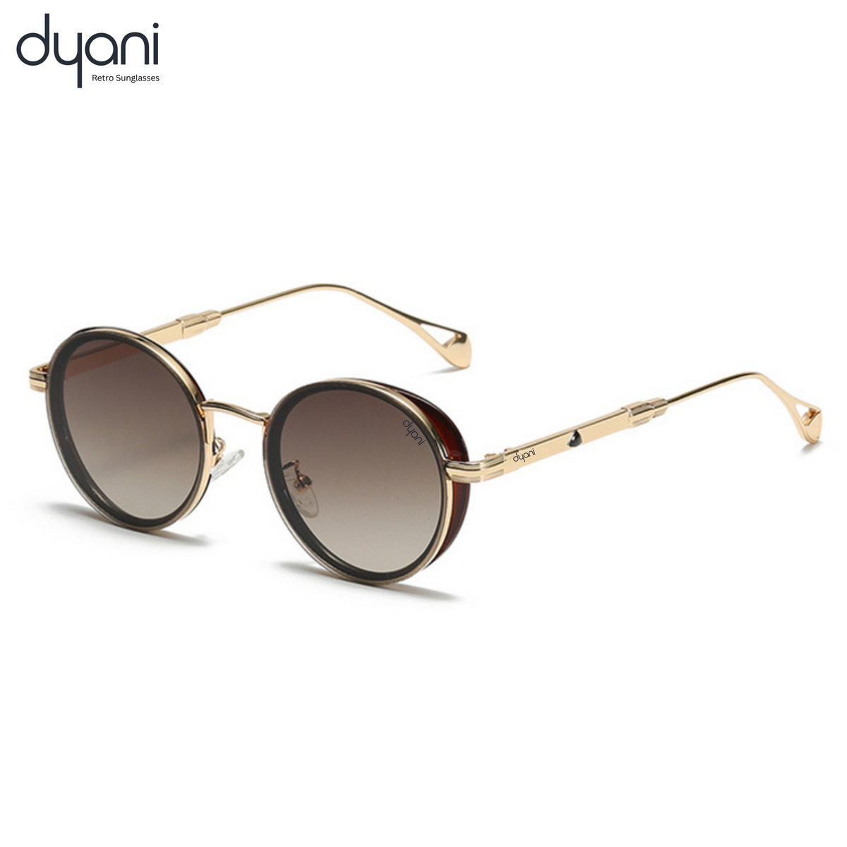 Luna. Dyani vintage charm with these steampunk inspired round sunglasses